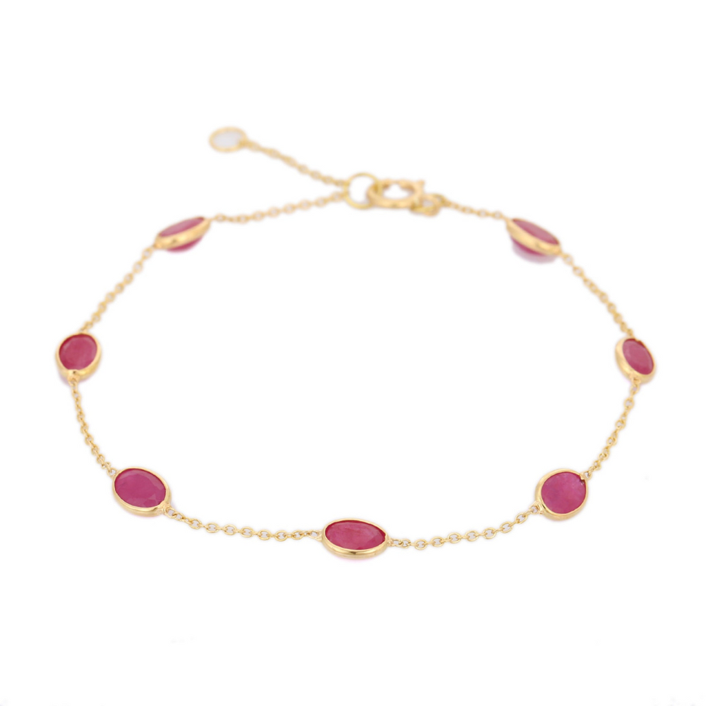 18K Yellow Gold Bracelet with Ruby Gemstone Image