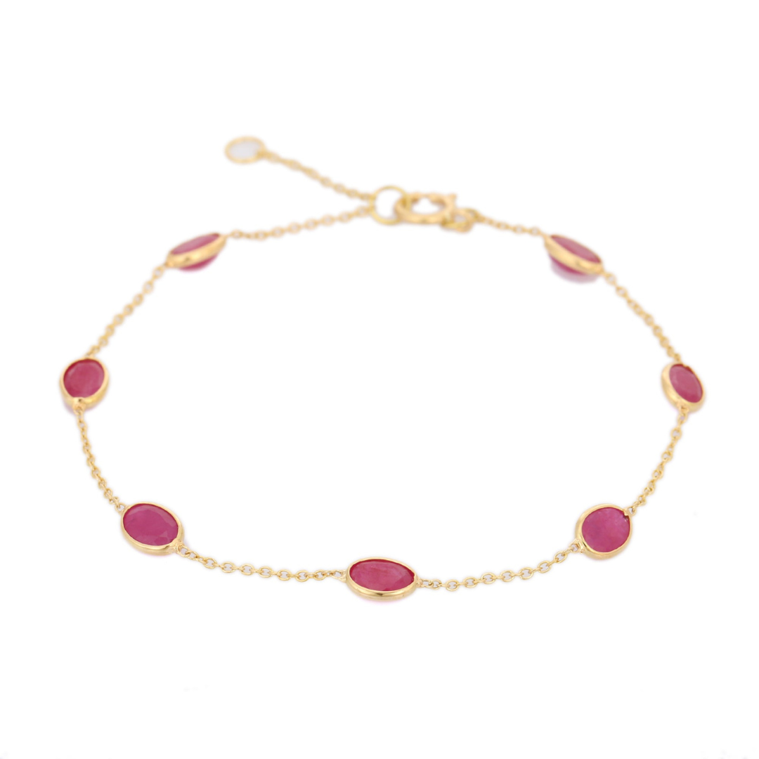 18K Yellow Gold Bracelet with Ruby Gemstone