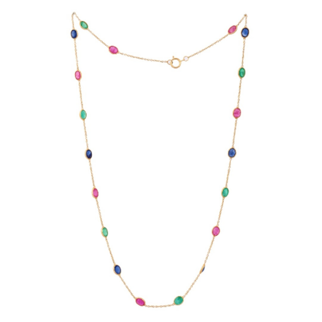 18K Multi-Gemstone Chain Necklace Image
