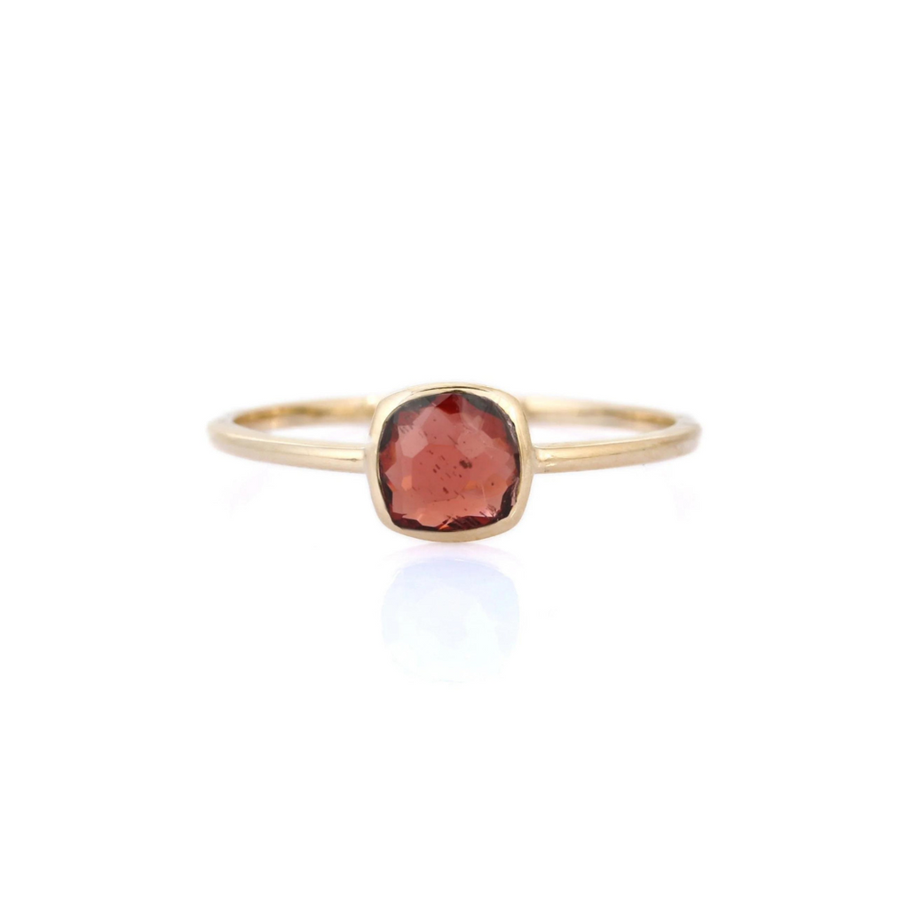 14K Gold Cushion Cut Garnet Ring Image