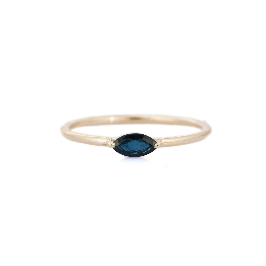 14K Gold Blue Sapphire Dainty Ring