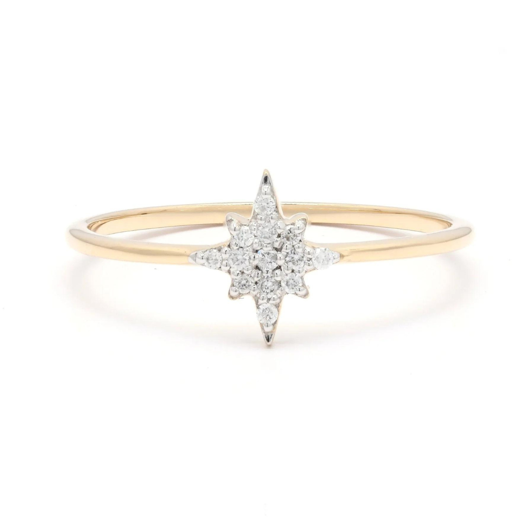 14K Gold Star Diamond Ring