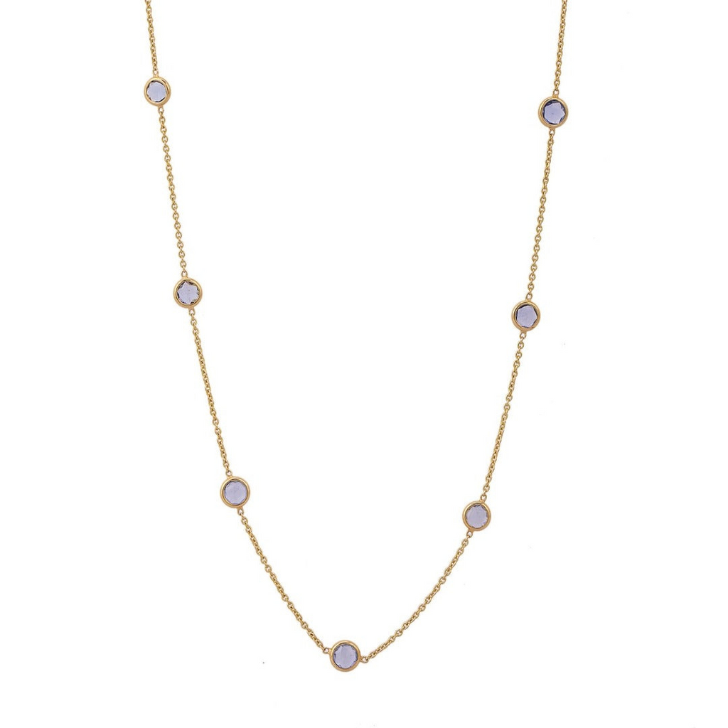 18K Yellow Gold Blue Sapphire Necklace Image