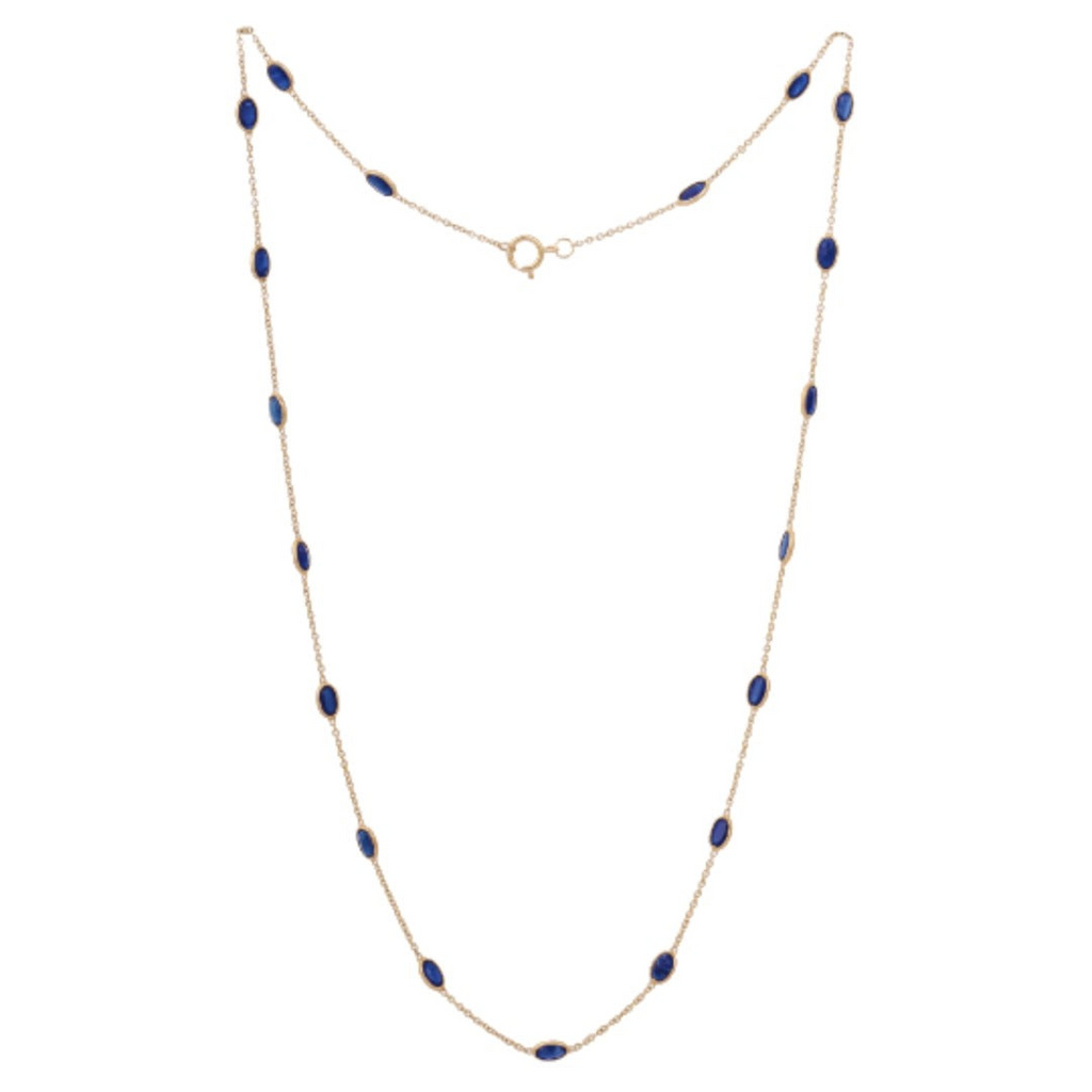18K Yellow Gold Blue Sapphire Necklace Image