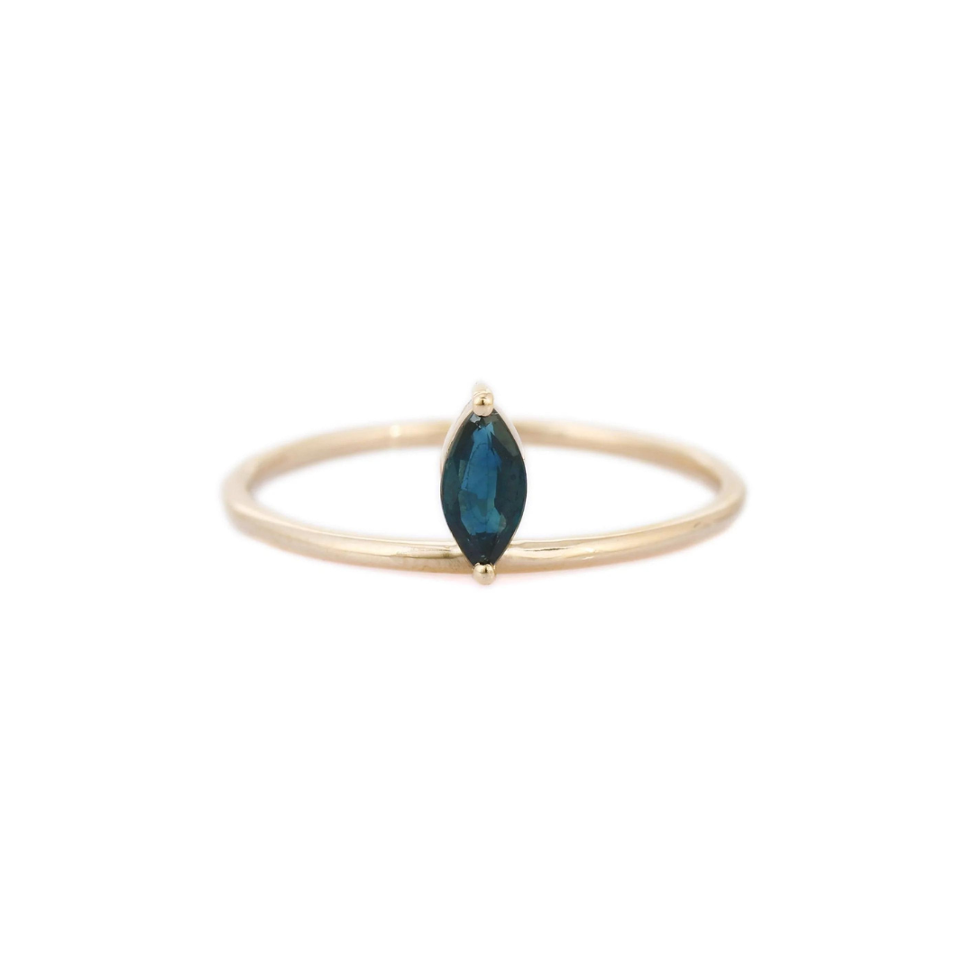 14K Gold Single Floating Sapphire Ring