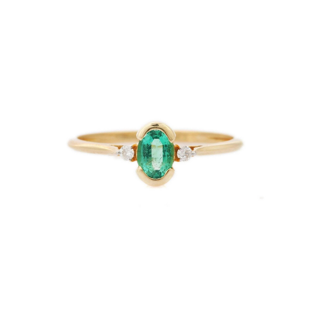 14K Yellow Gold Emerald Ring Image