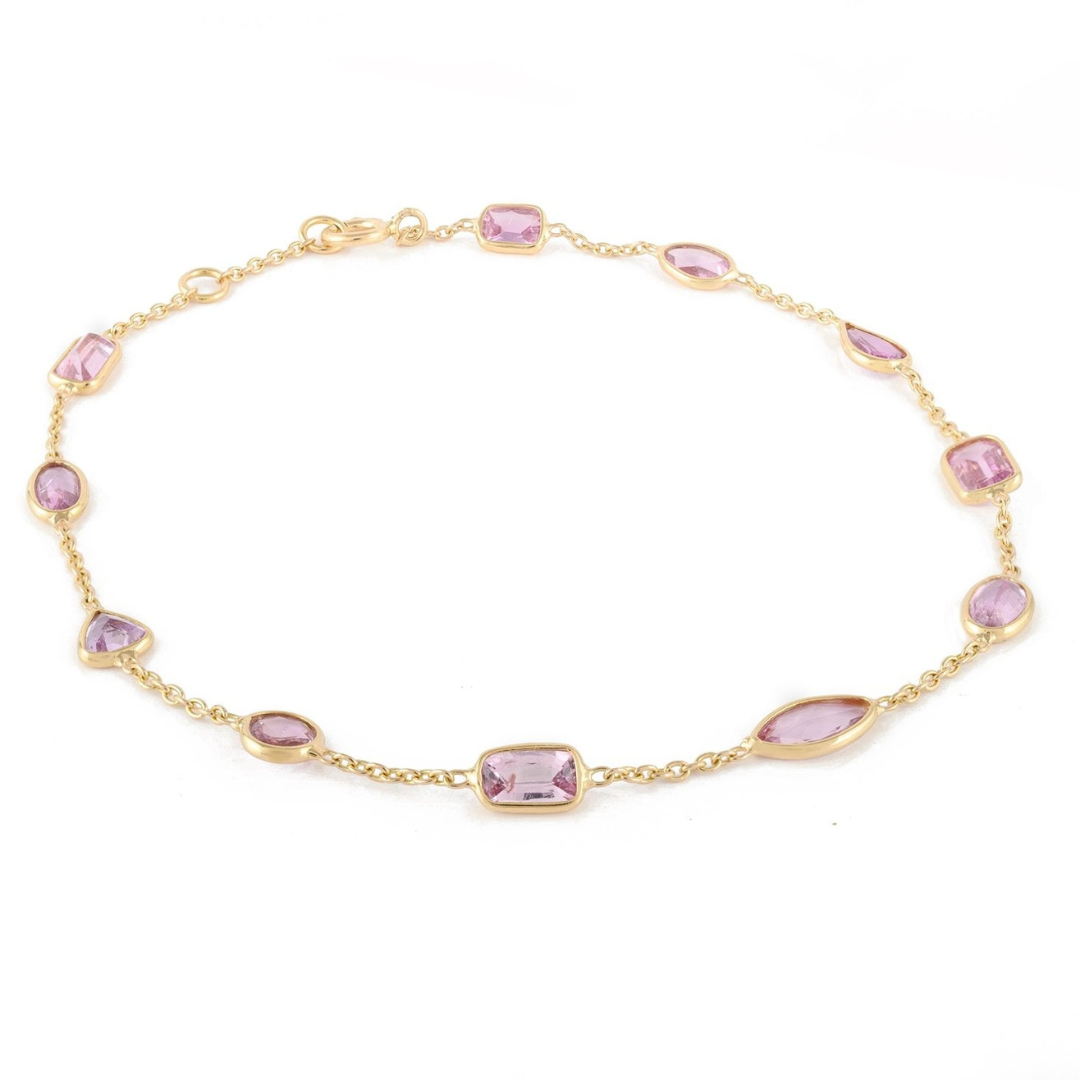 18K Yellow Gold Pink Sapphire Bracelet