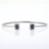 18K White Gold Blue Sapphire Diamond Bangle Bracelet Thumbnail