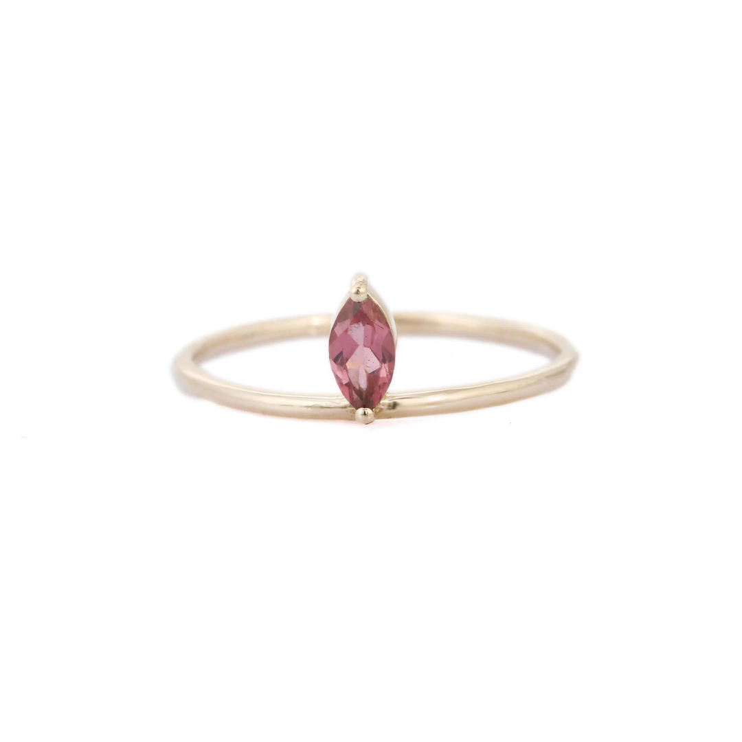 14K Gold Stackable Tourmaline Ring