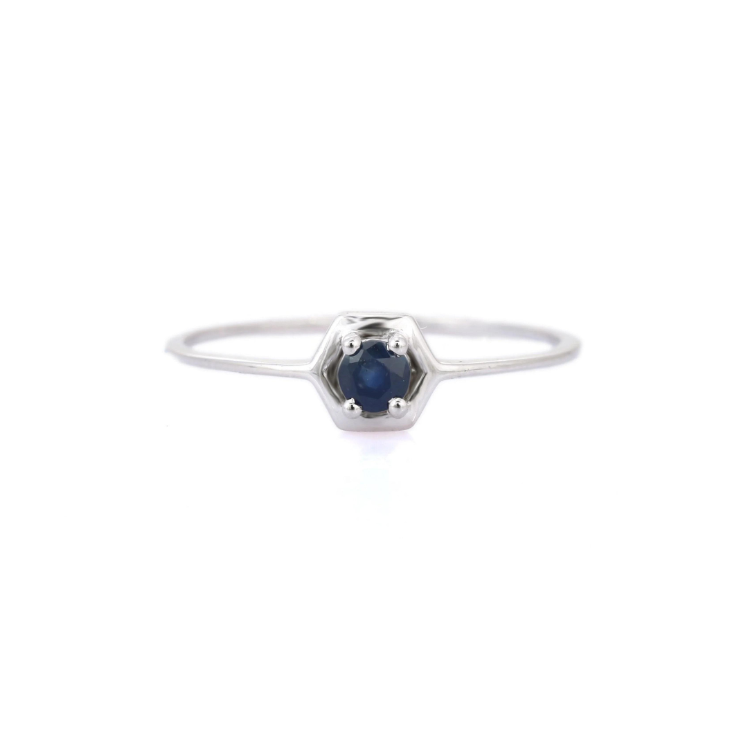 14K Gold Blue Sapphire Stacking Ring