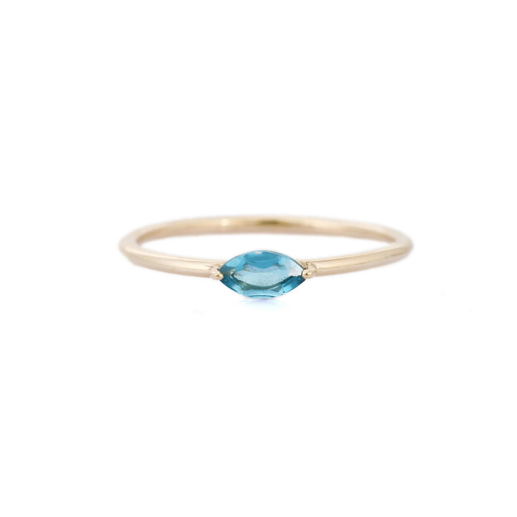 14K Marquise Cut Blue Topaz Ring Image