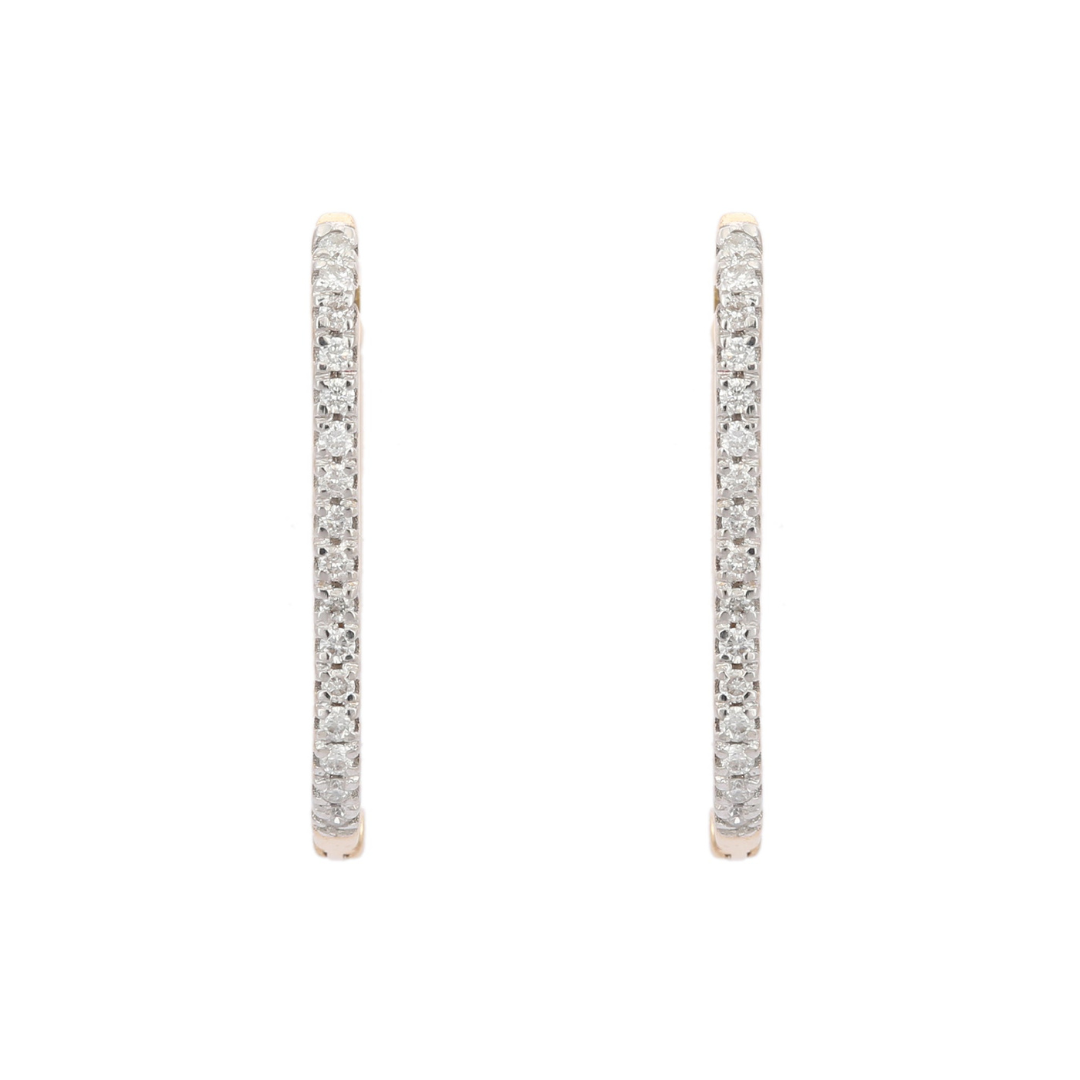 14K Gold Designer Diamond Hoop Earrings