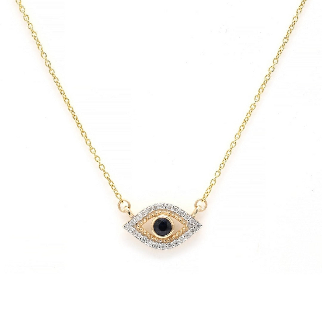 14K Gold Evil Eye Pendant Necklace Image
