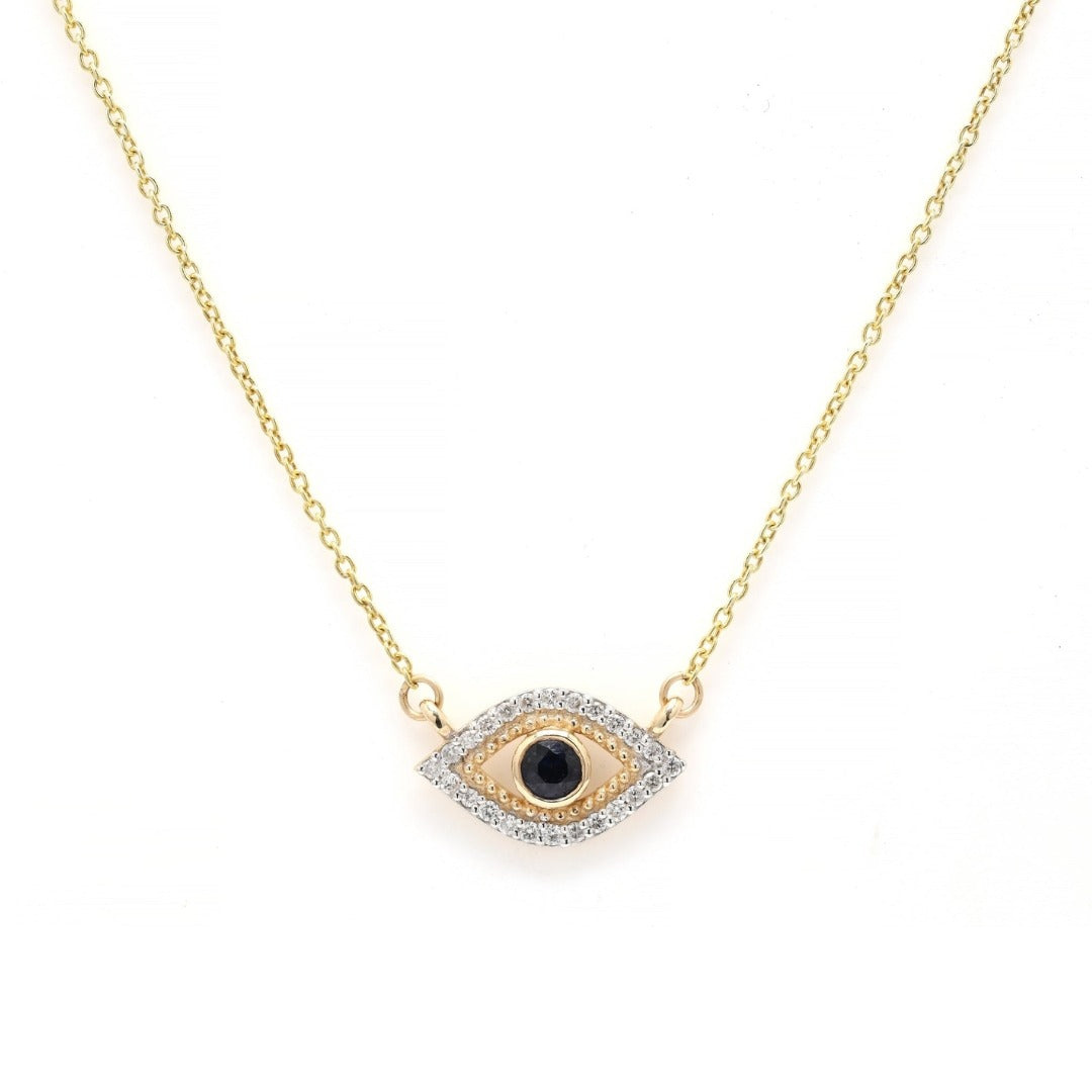 14K Gold Evil Eye Pendant Necklace