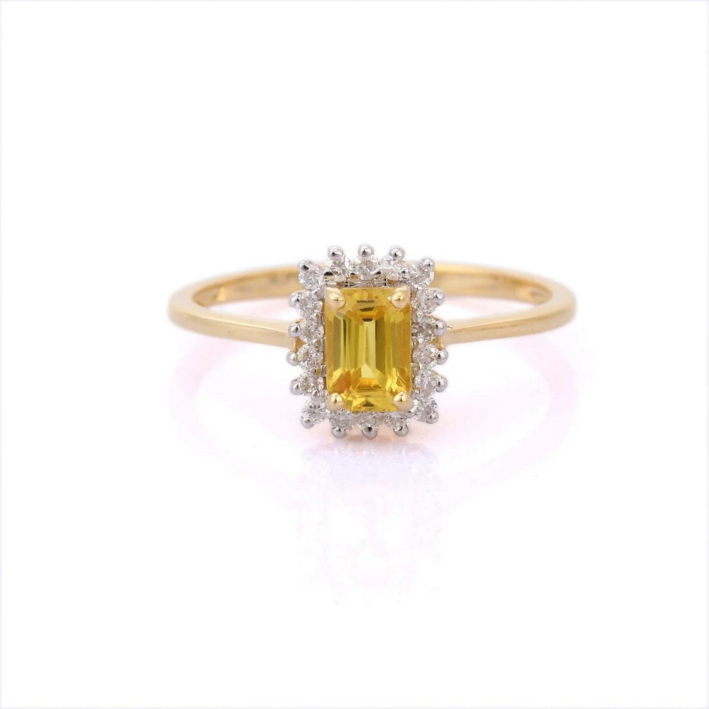 14K Gold Yellow Sapphire & Diamond Engagement Ring Image