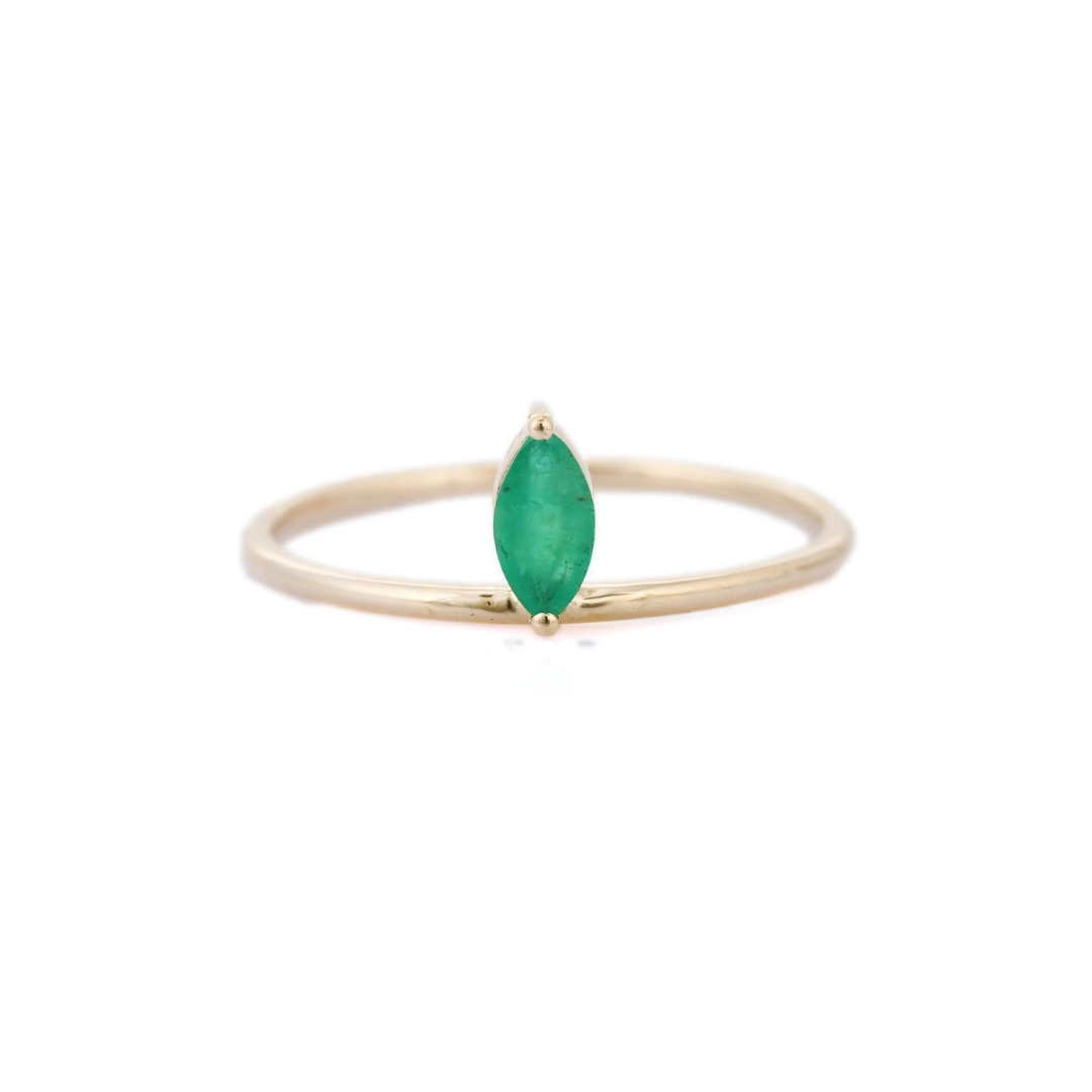 14K Gold Floating Emerald Ring