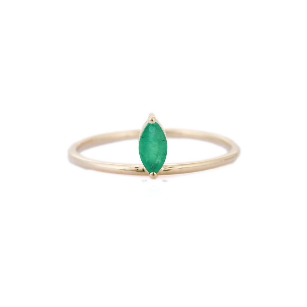 14K Gold Floating Emerald Ring Image