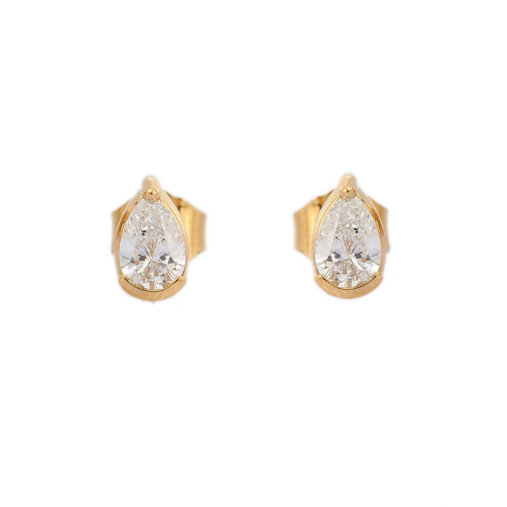 18K Yellow Gold Pear Cut Diamond Studs Image