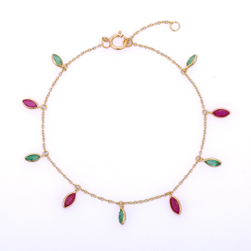 18K Gold Emerald and Ruby Bracelet Image