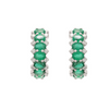18K Gold Emerald Diamond Designer Hoop Earrings Thumbnail
