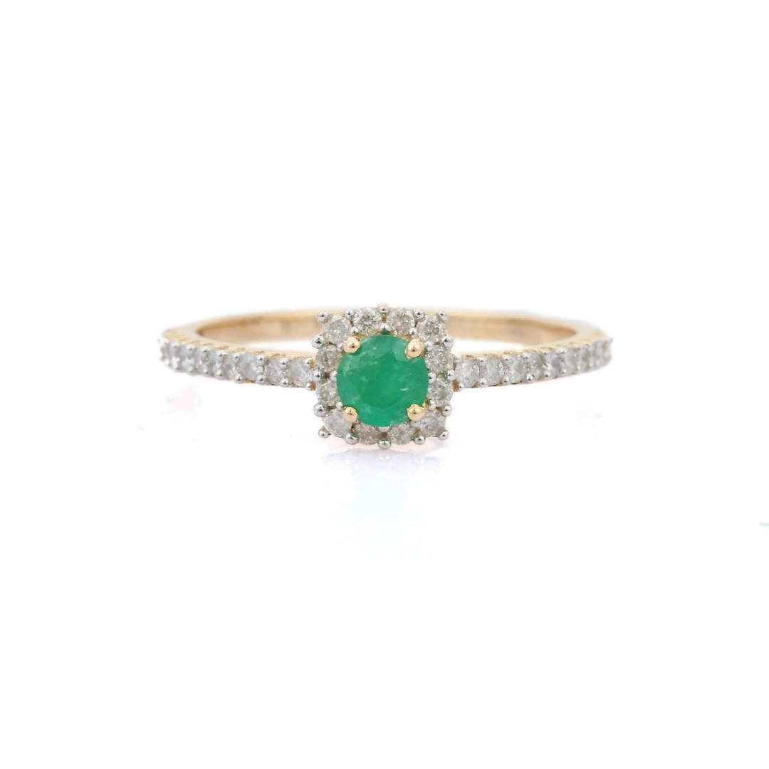 14K Gold Emerald Wedding Ring