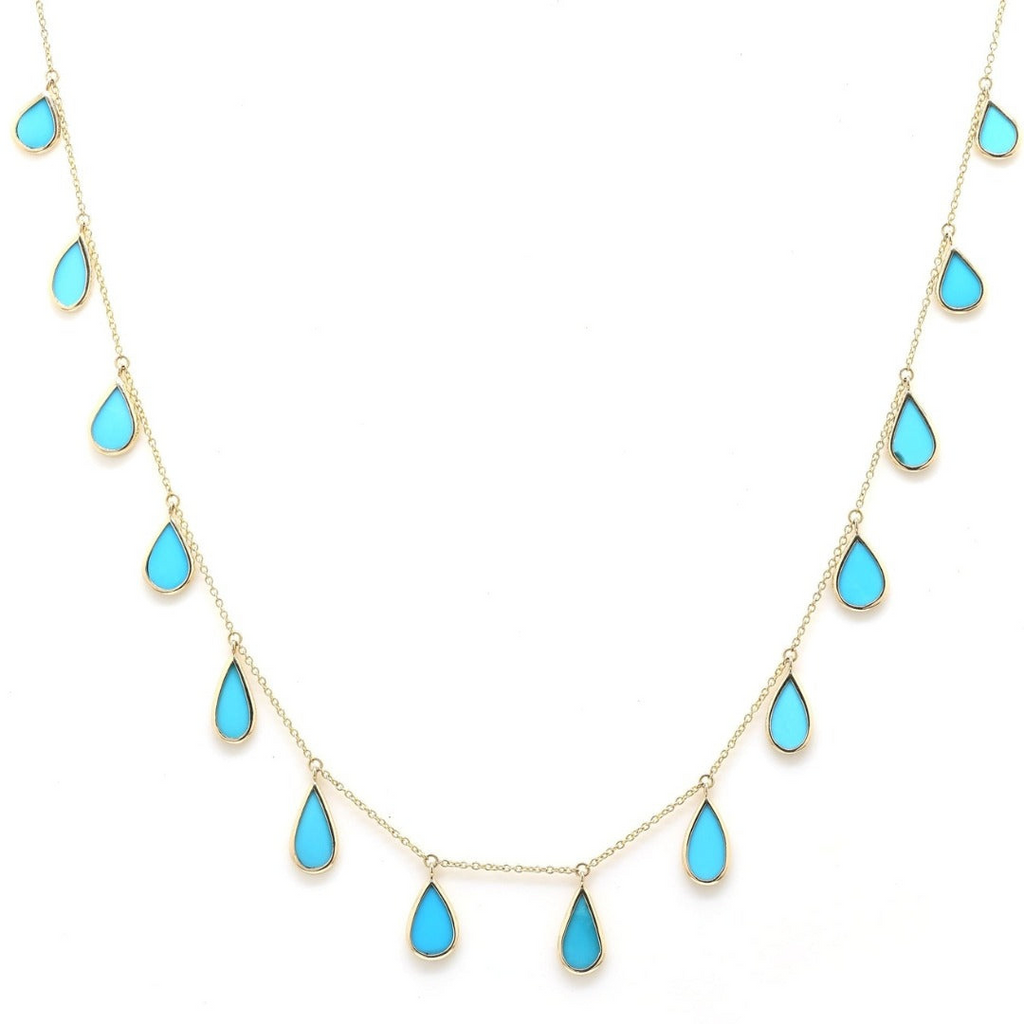 18K Gold Turquoise Drop Necklace Image