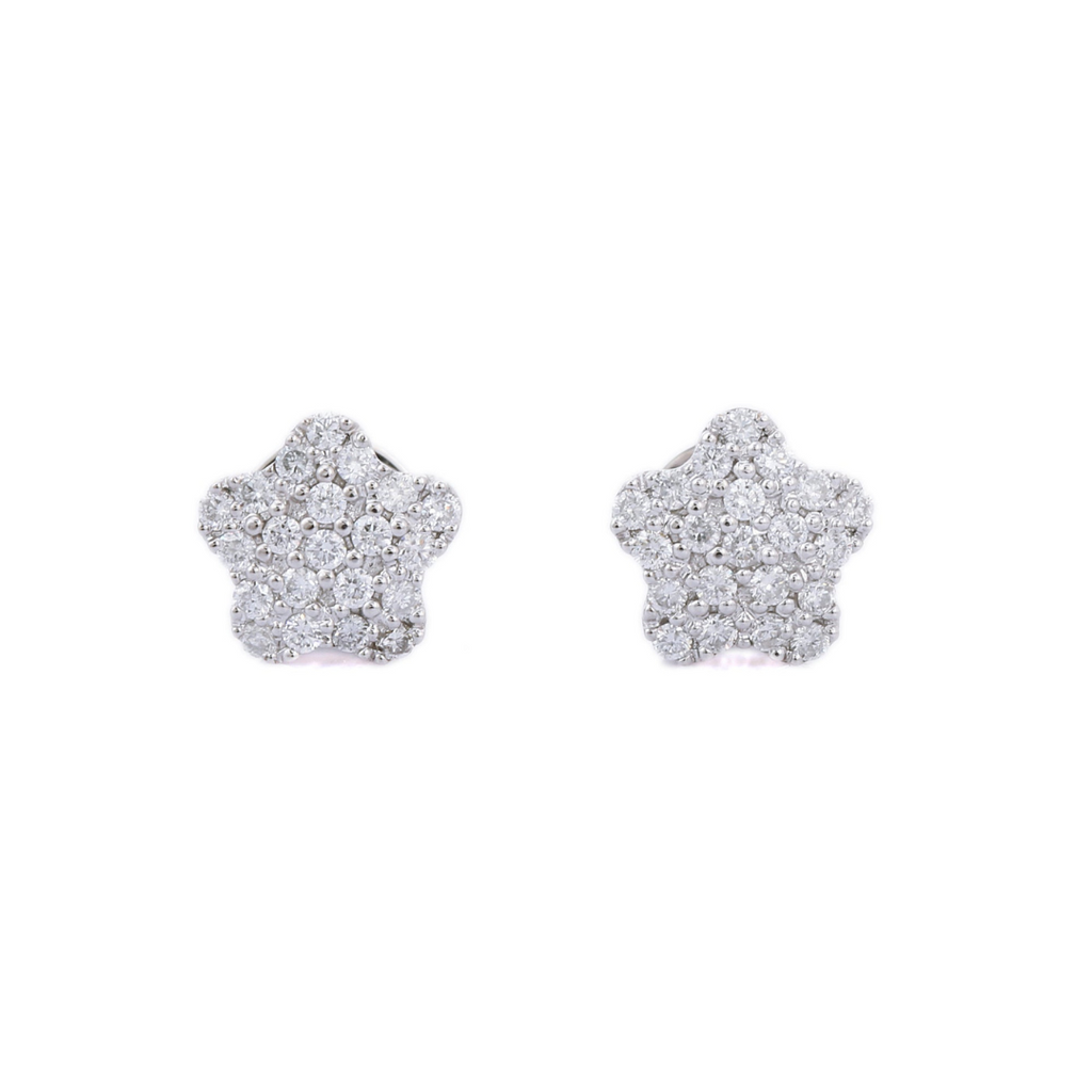 14K White Gold Diamond Studs Earrings Image