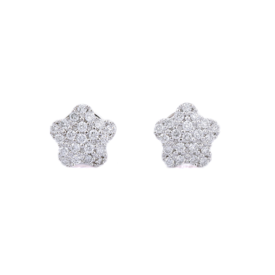 14K White Gold Diamond Studs Earrings