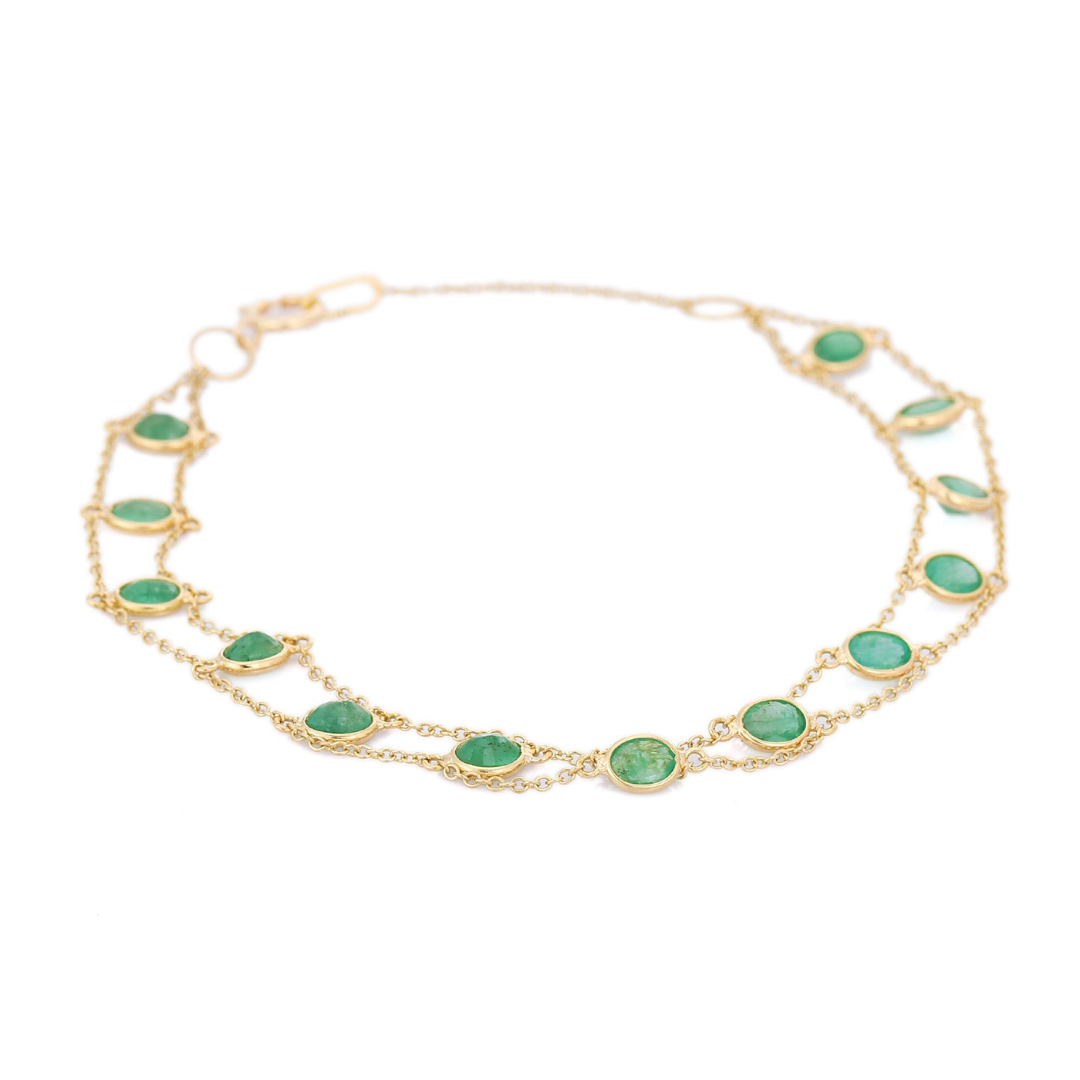 18K Natural Round Cut Emerald Bracelet
