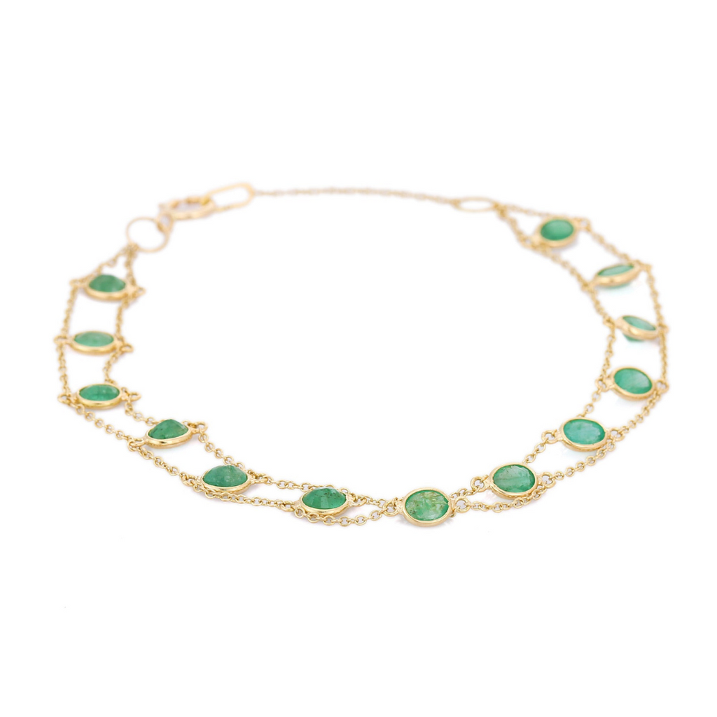 18K Natural Round Cut Emerald Bracelet Image