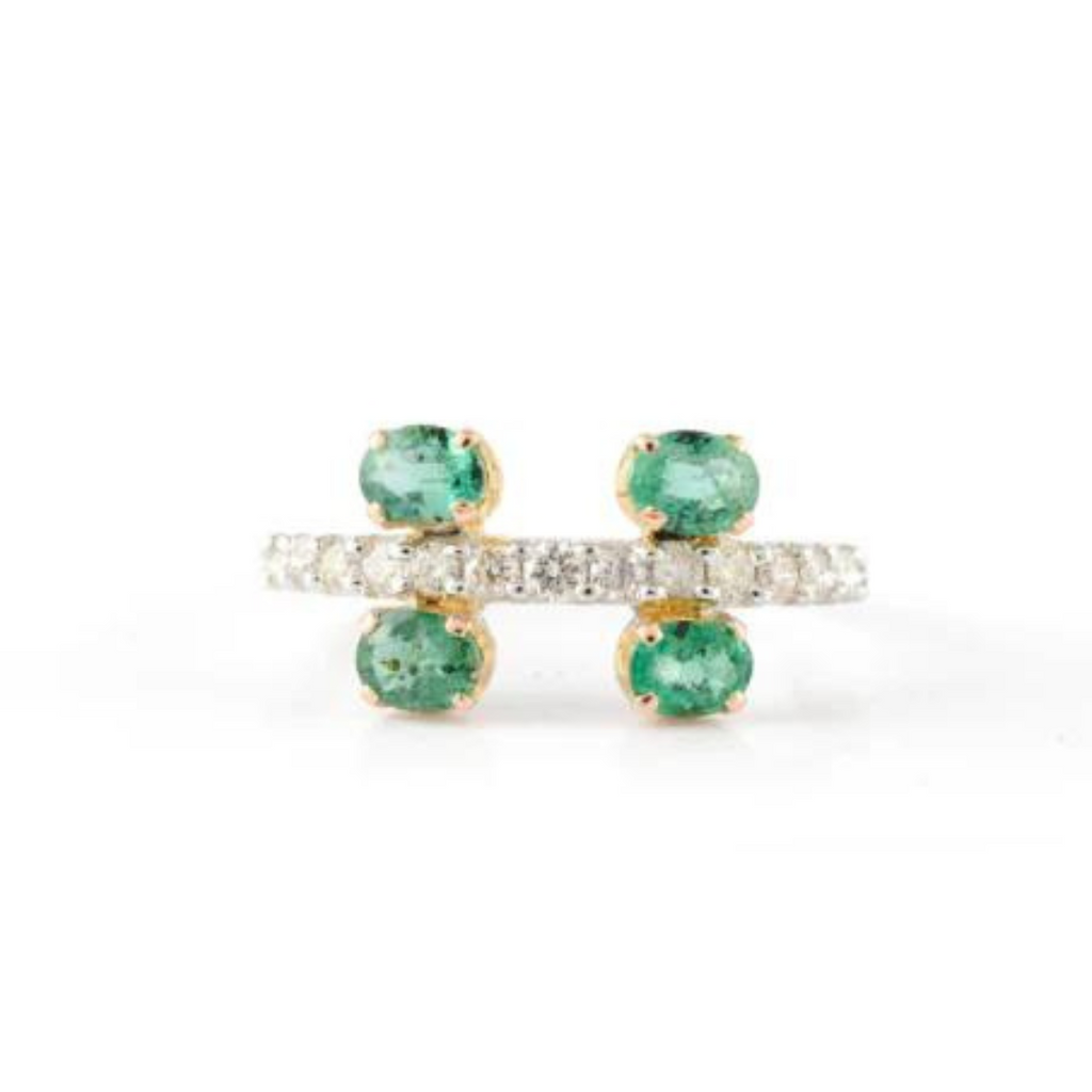 14K Gold Emerald Statement Ring Image