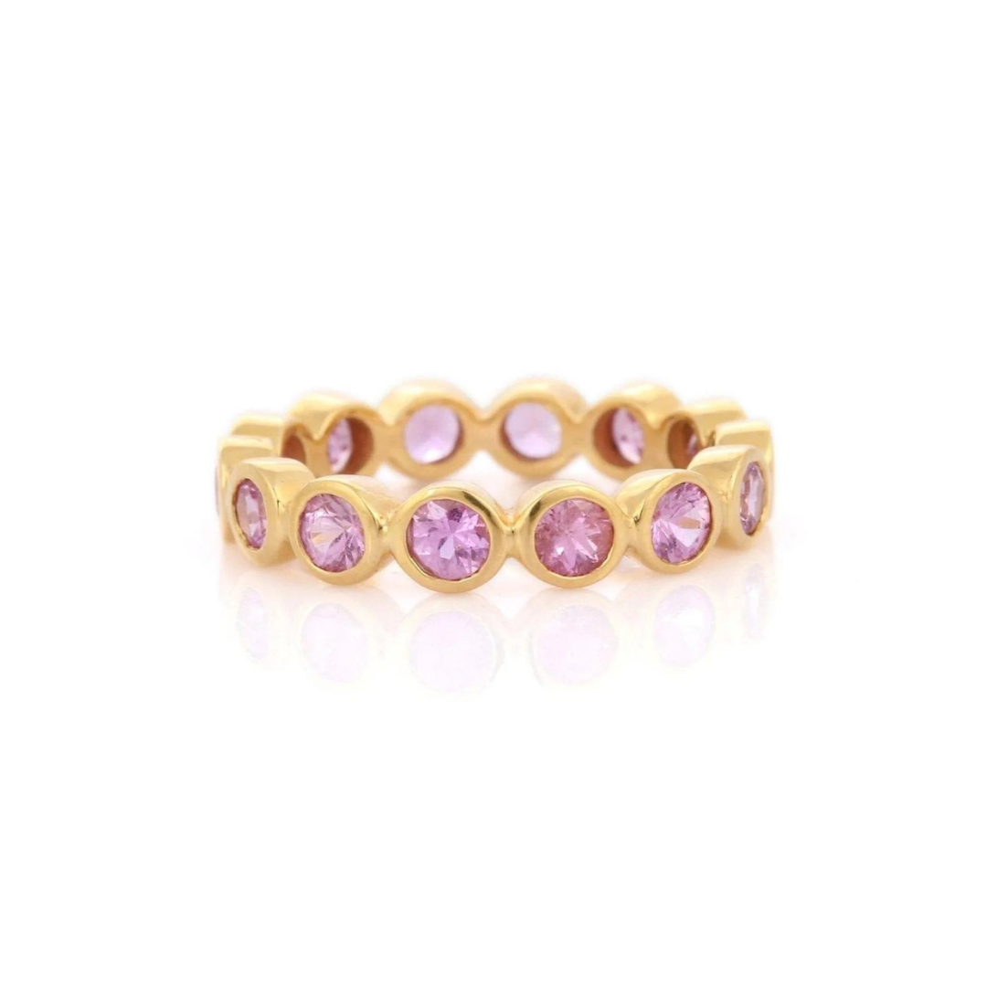18K Gold Pink Sapphire Eternity Band