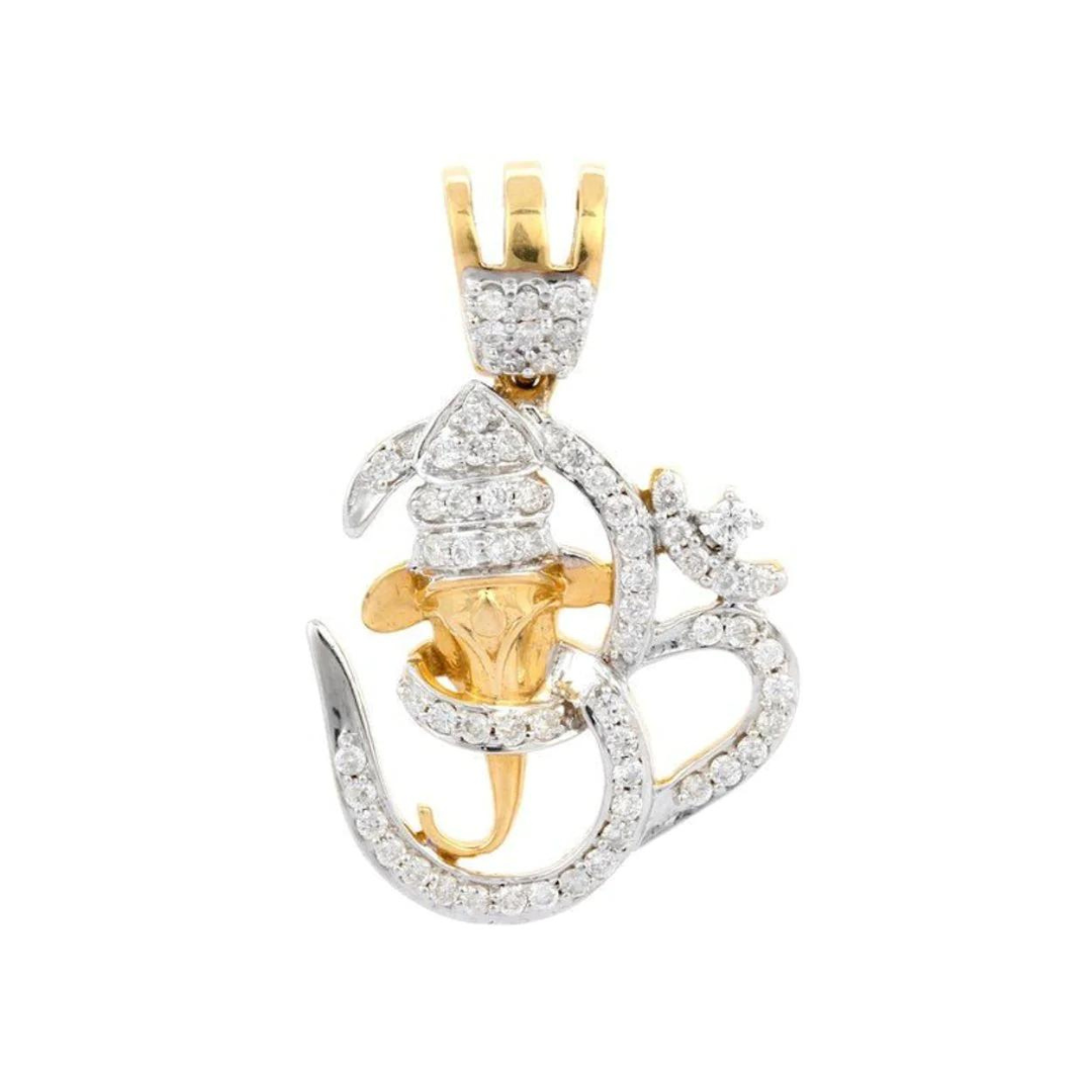 18K Gold Diamond Ganesha Pendant