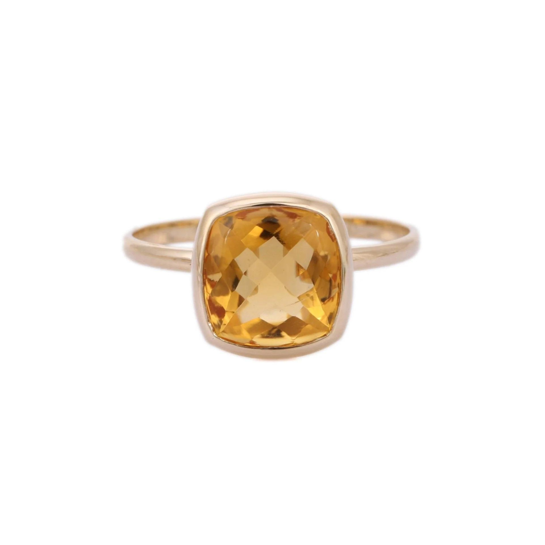 18K Gold Citrine Solitaire Ring
