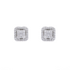 14K Solid White Gold Cluster Square Diamond Studs Thumbnail
