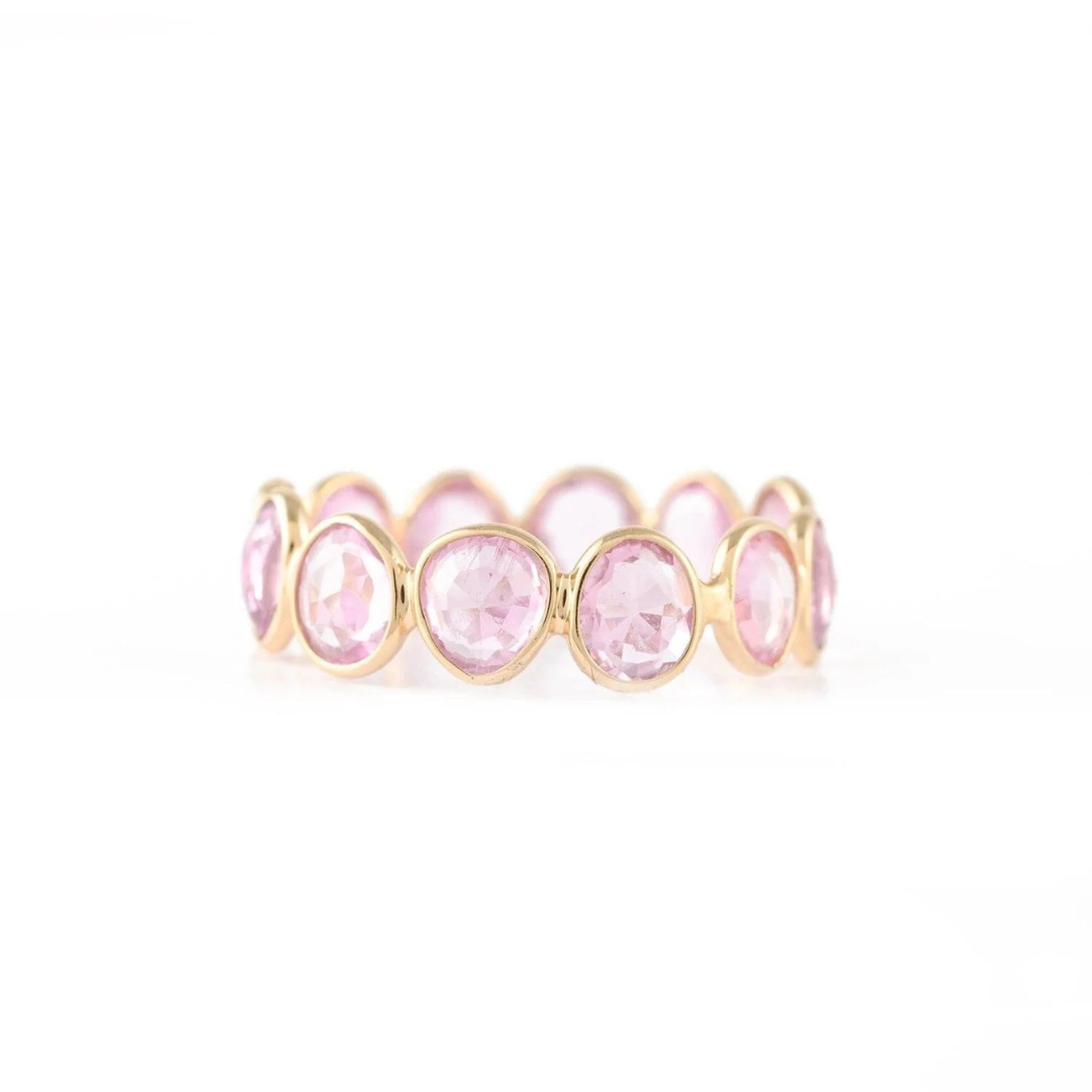 18K Gold Pink Sapphire Eternity Band