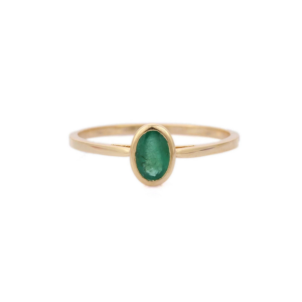 14K Gold Emerald Solitaire Ring Image