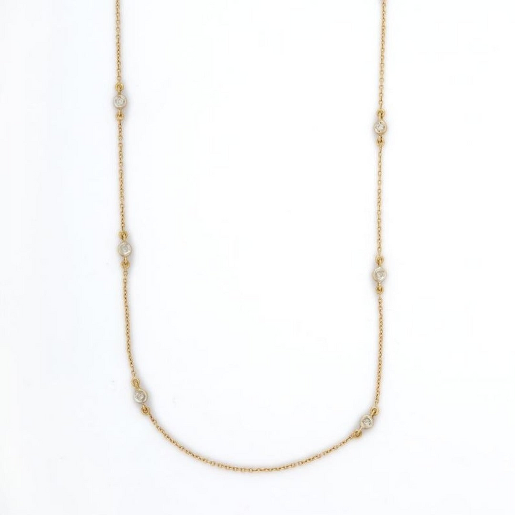 18K Yellow Gold Diamond Necklace Image