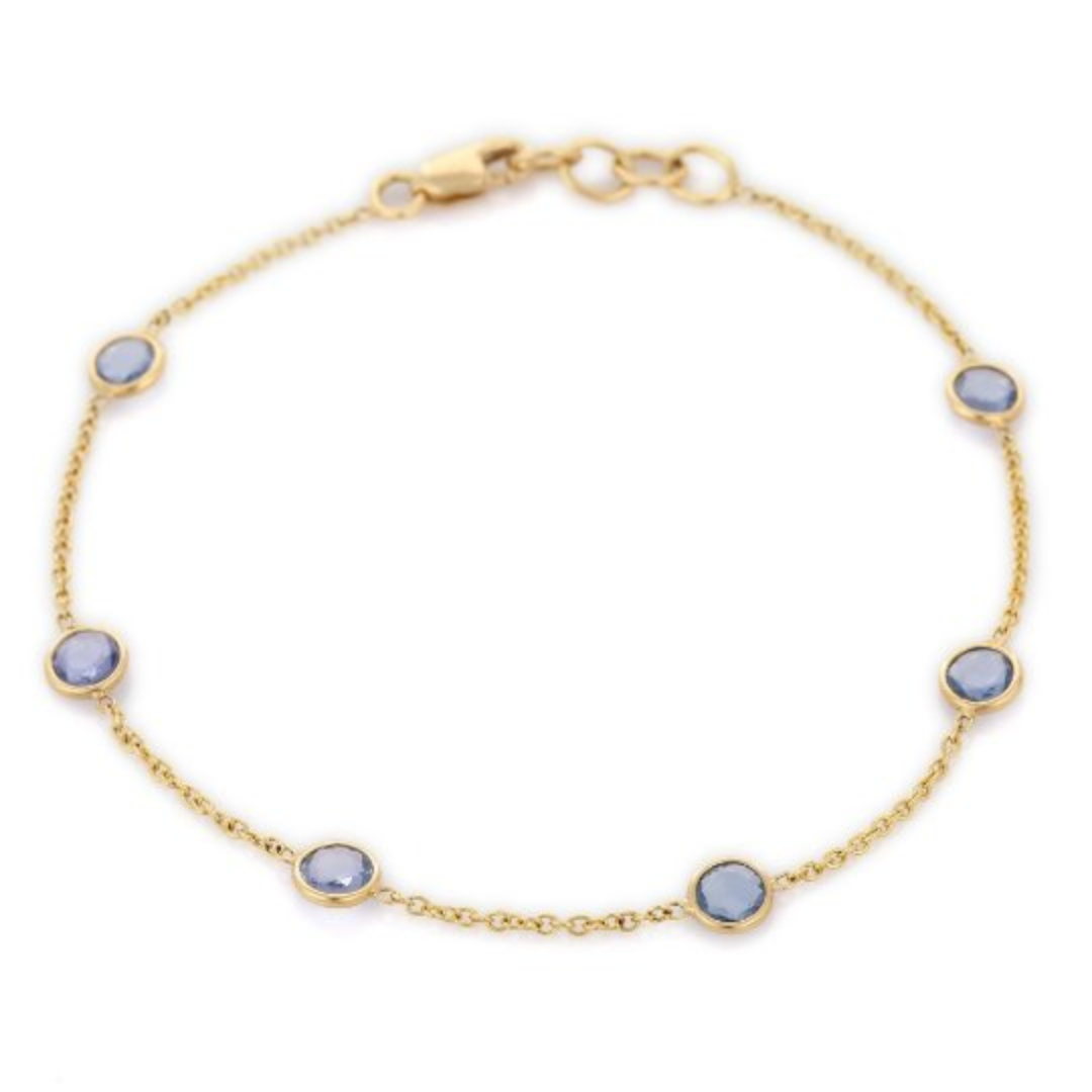 18K Yellow Gold Blue Sapphire Bracelet