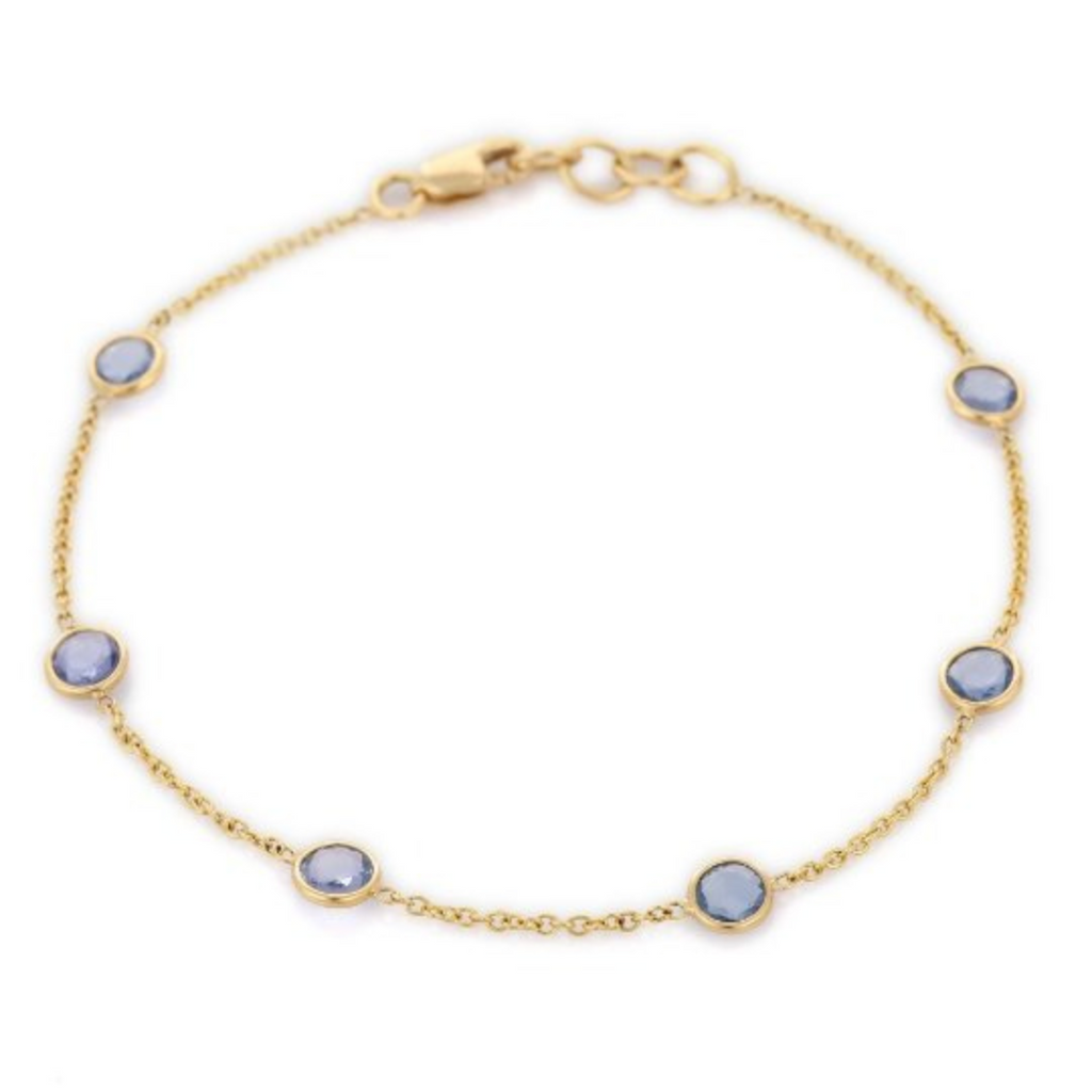 18K Yellow Gold Blue Sapphire Bracelet Image