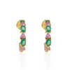 14K Yellow Gold Emerald and Pink Sapphire Earrings Thumbnail