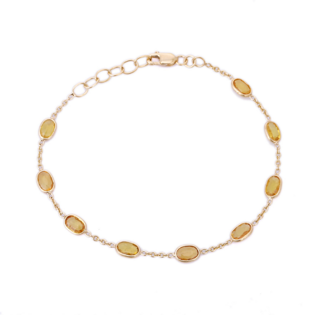 18K Yellow Gold Bracelet With Yellow Sapphire Gemstone Image