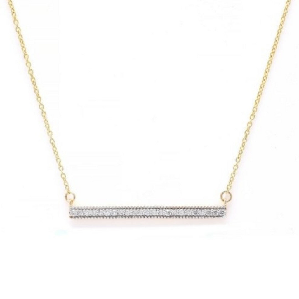 14K Diamond Bar Pendant Necklace Image