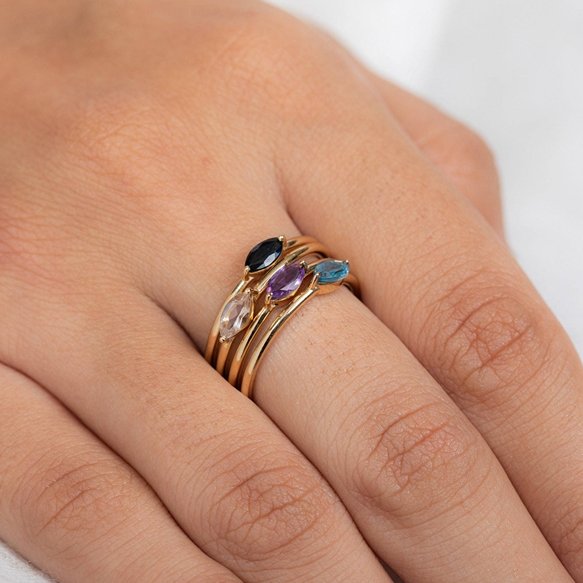 14K Gold Amethyst Stacking Ring - vrjewels-us