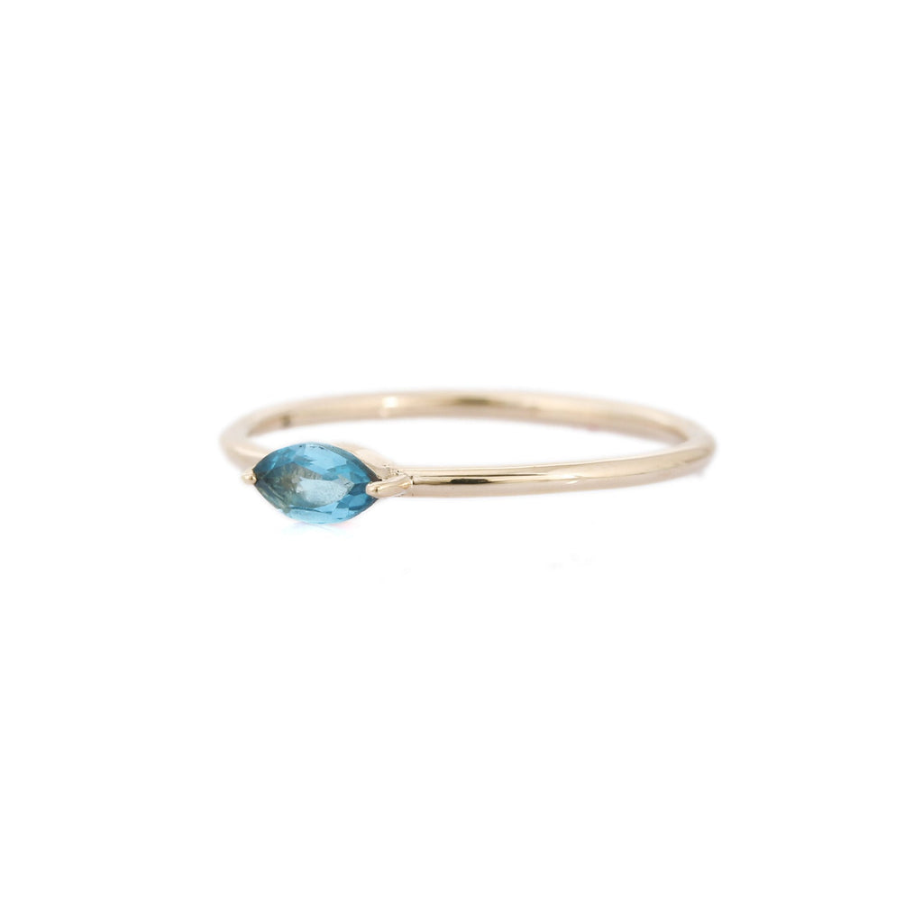 14K Marquise Cut Blue Topaz Ring Image
