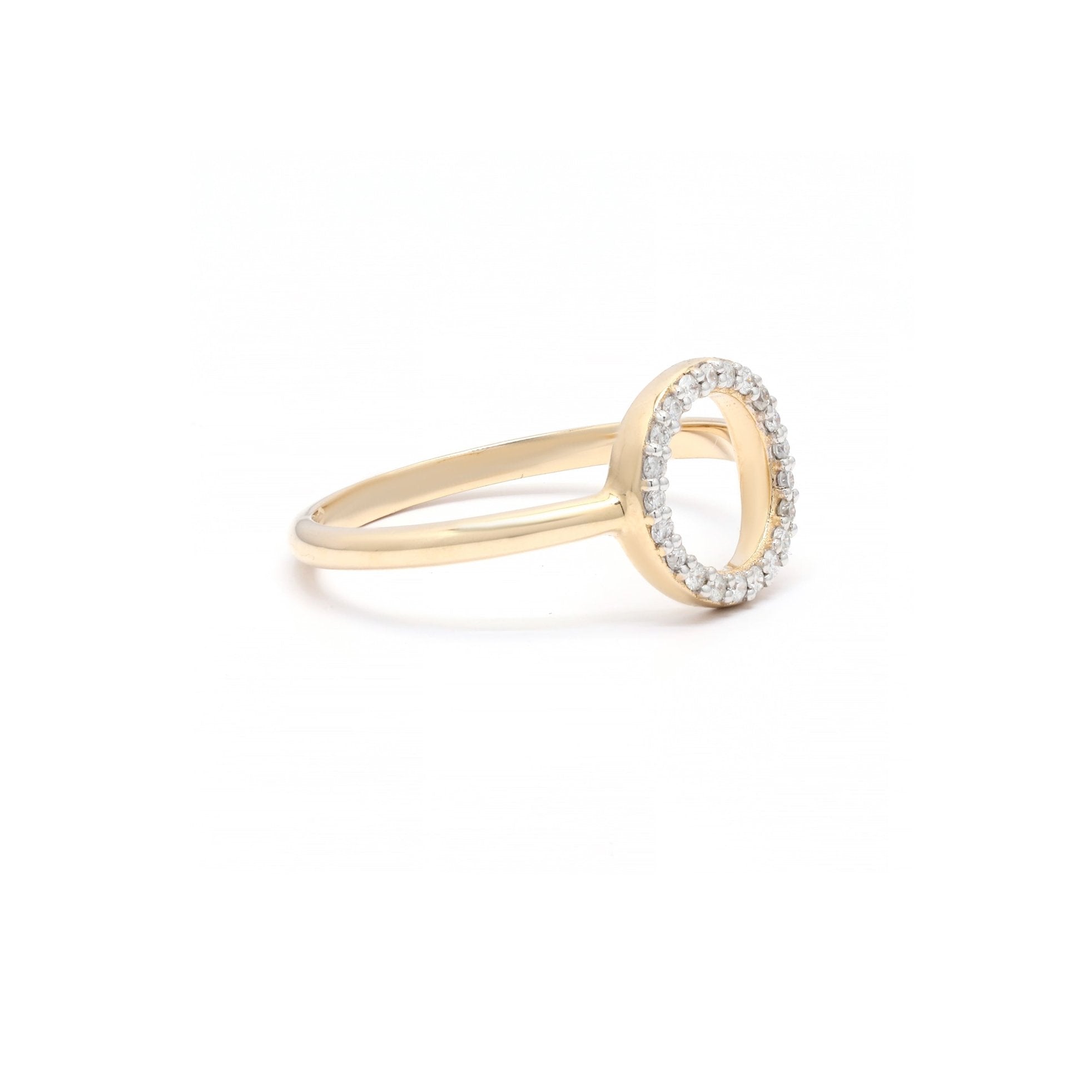 14K Gold Circle Diamond Ring - VR Jewels
