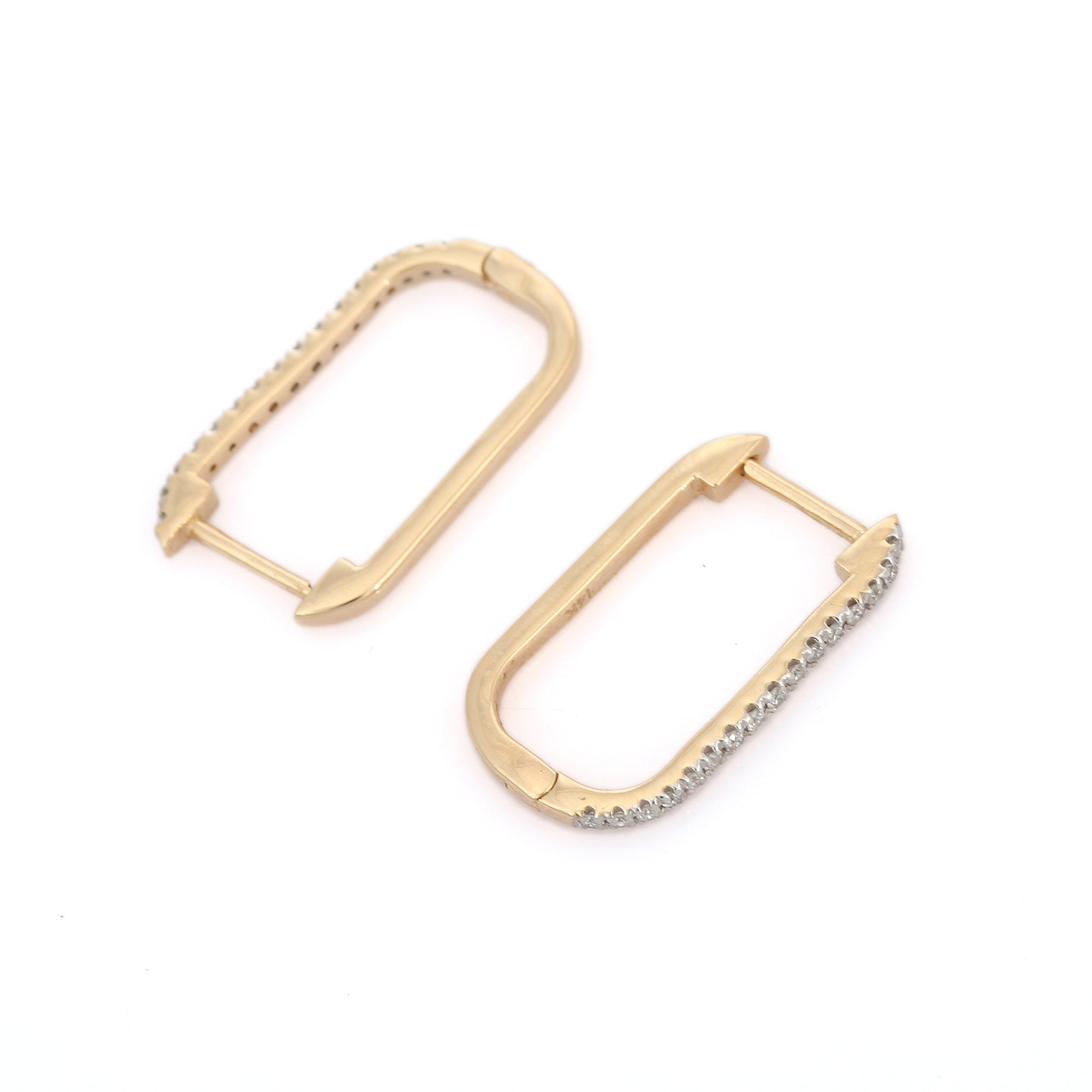 14K Gold Diamond Hoop Earrings - VR Jewels