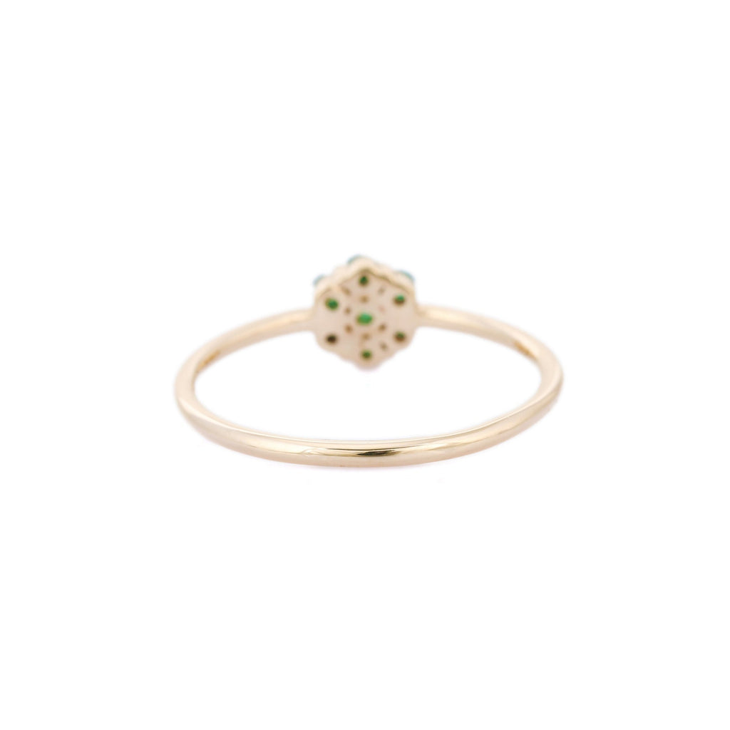 14K Gold Flower Emerald Ring Image