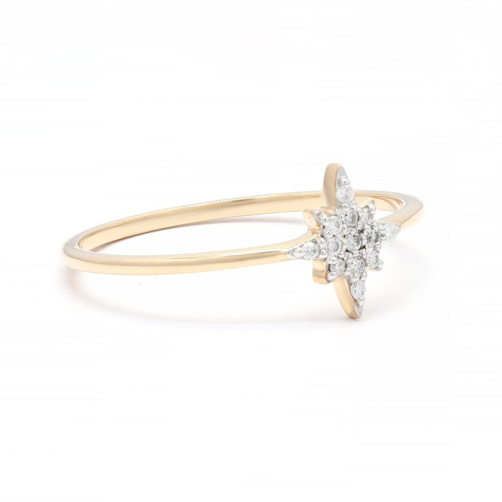 14K Gold Star Diamond Ring Image