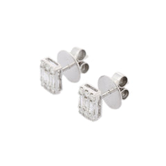 14K Solid White Gold Diamond Studs - VR Jewels